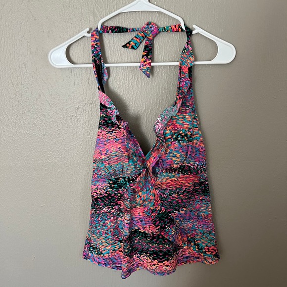 ASSETS BY SPANX Swim suit Top Halter Painted Detail Size Medium Casual pool